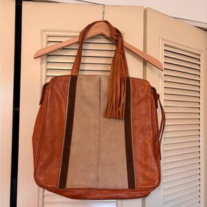 Large Tan and Brown Leather Shoulder Bag by Neely Mac Neely Mac